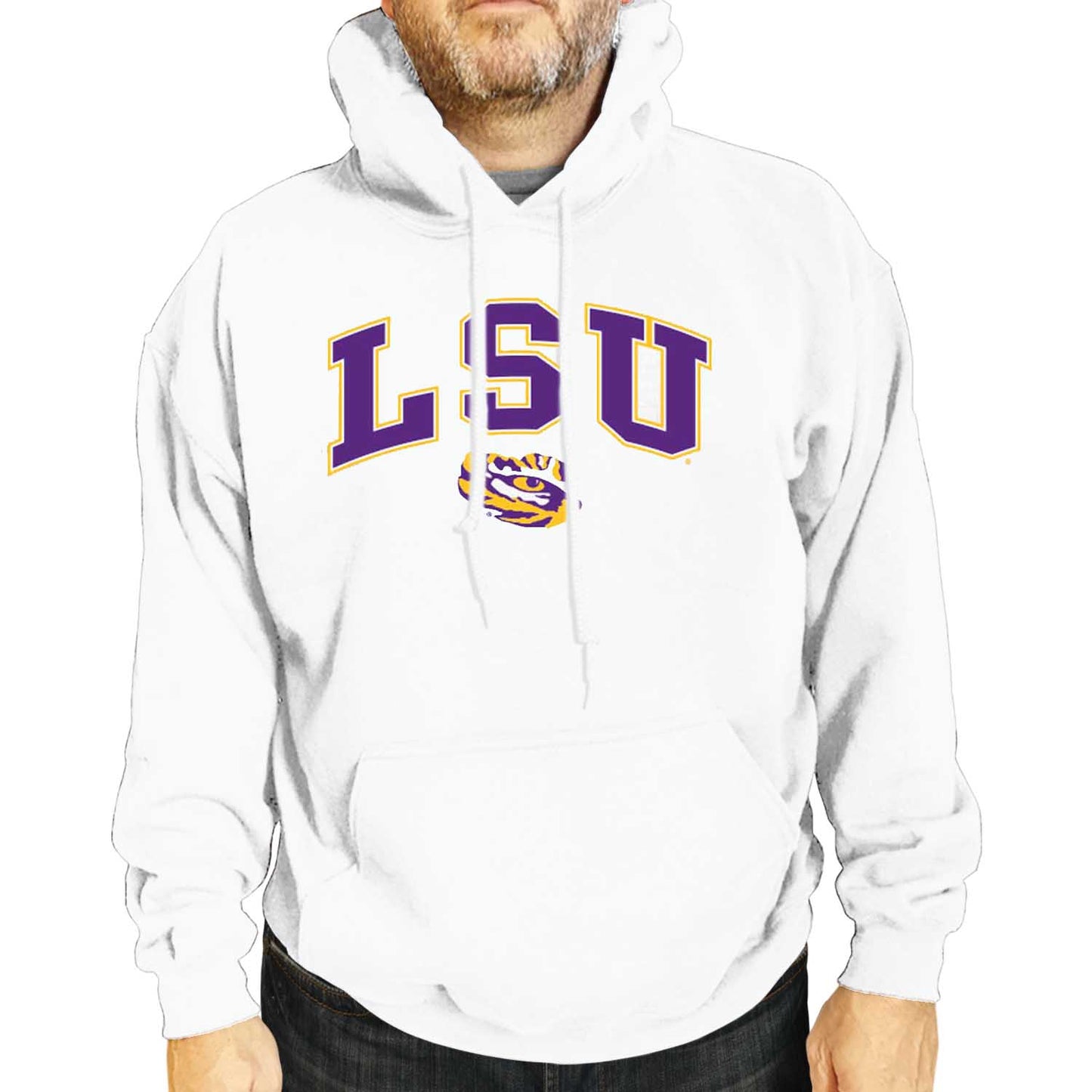 LSU Tigers Adult Arch & Logo Soft Style Gameday Hooded Sweatshirt - White