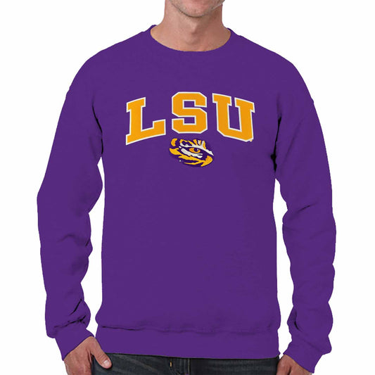 LSU Tigers NCAA Adult Tackle Twill Crewneck Sweatshirt - Purple