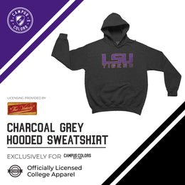 LSU Tigers NCAA Adult Cotton Blend Charcoal Hooded Sweatshirt - Charcoal