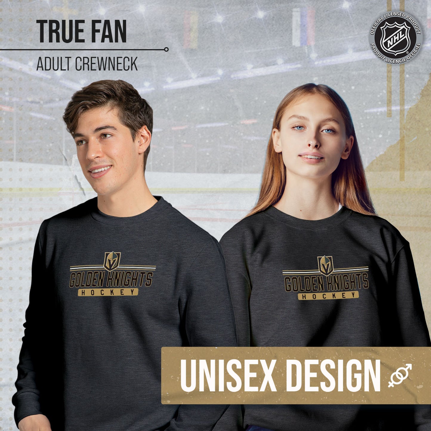Las Vegas Golden Knights NHL Charcoal True Fan Crewneck Sweatshirt - Charcoal