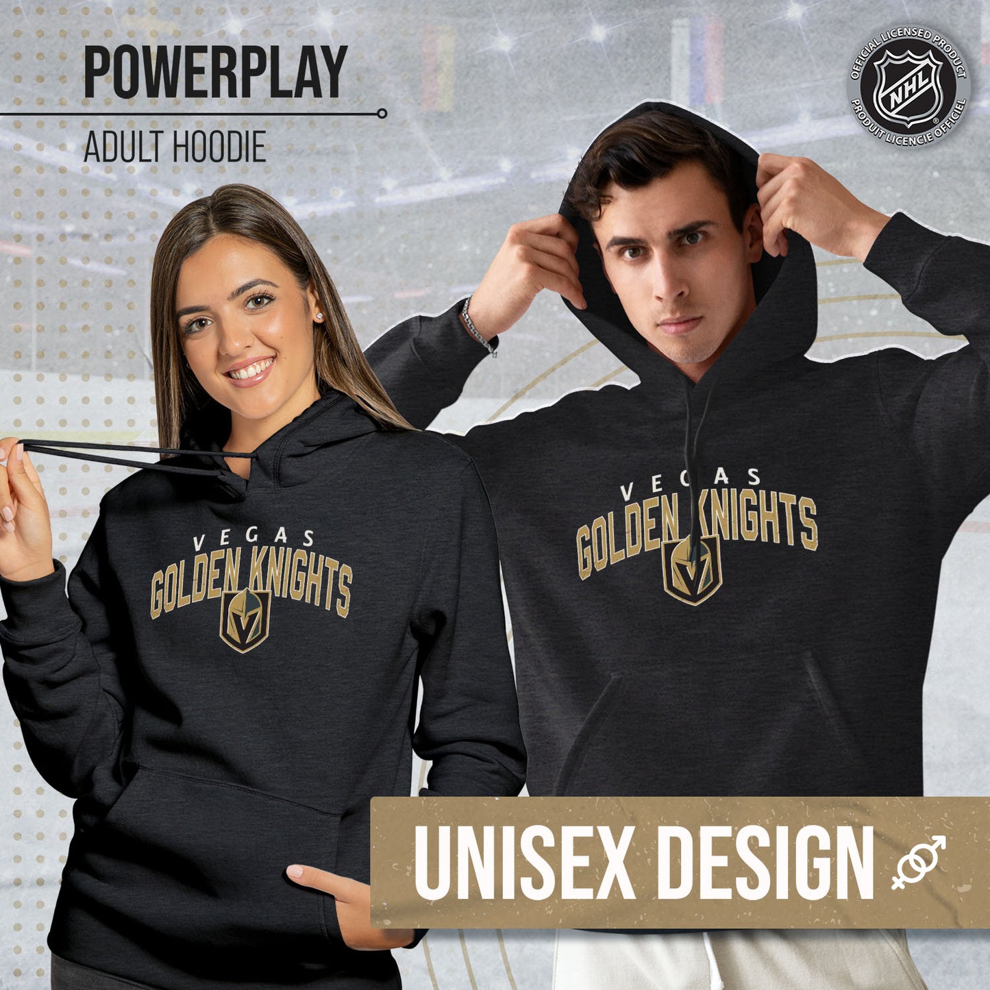 Las Vegas Golden Knights NHL Adult Unisex Powerplay Hooded Sweatshirt - Black Heather