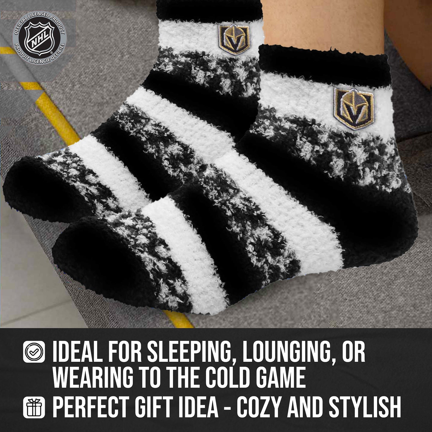 Las Vegas Golden Knights NHL Unisex Cozy Sleep Socks - Black