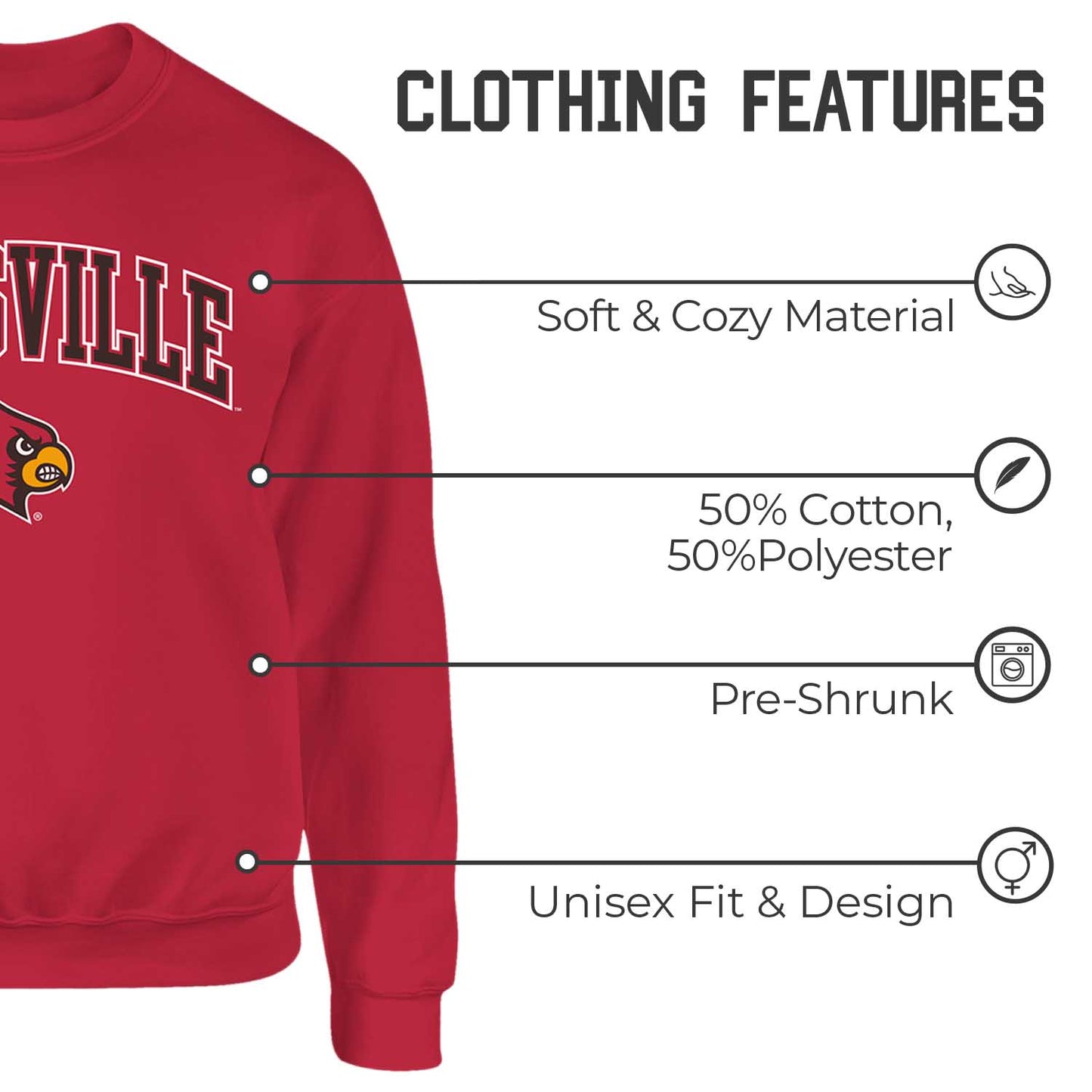 Louisville Cardinals Adult Arch & Logo Soft Style Gameday Crewneck Sweatshirt - Red