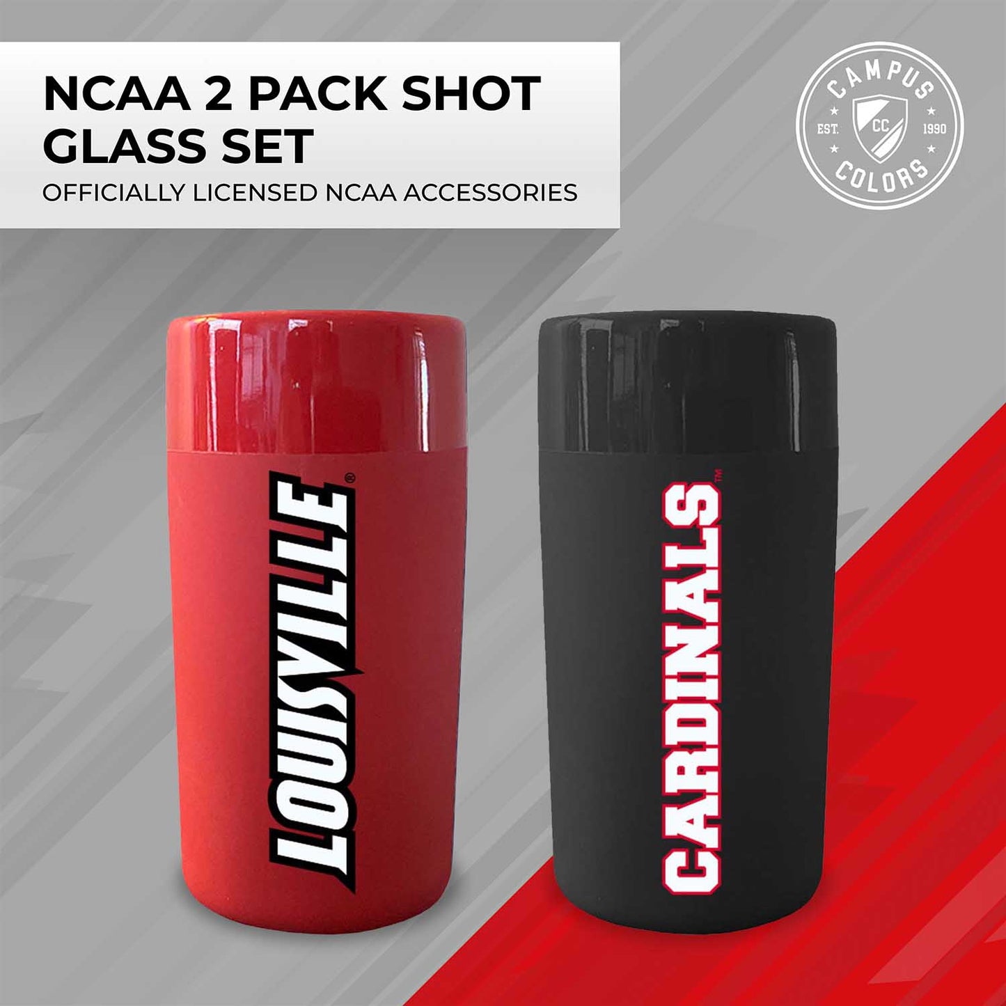 Louisville Cardinals College and University 2-Pack Shot Glasses - Team Color