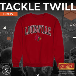 Louisville Cardinals NCAA Adult Tackle Twill Crewneck Sweatshirt - Red
