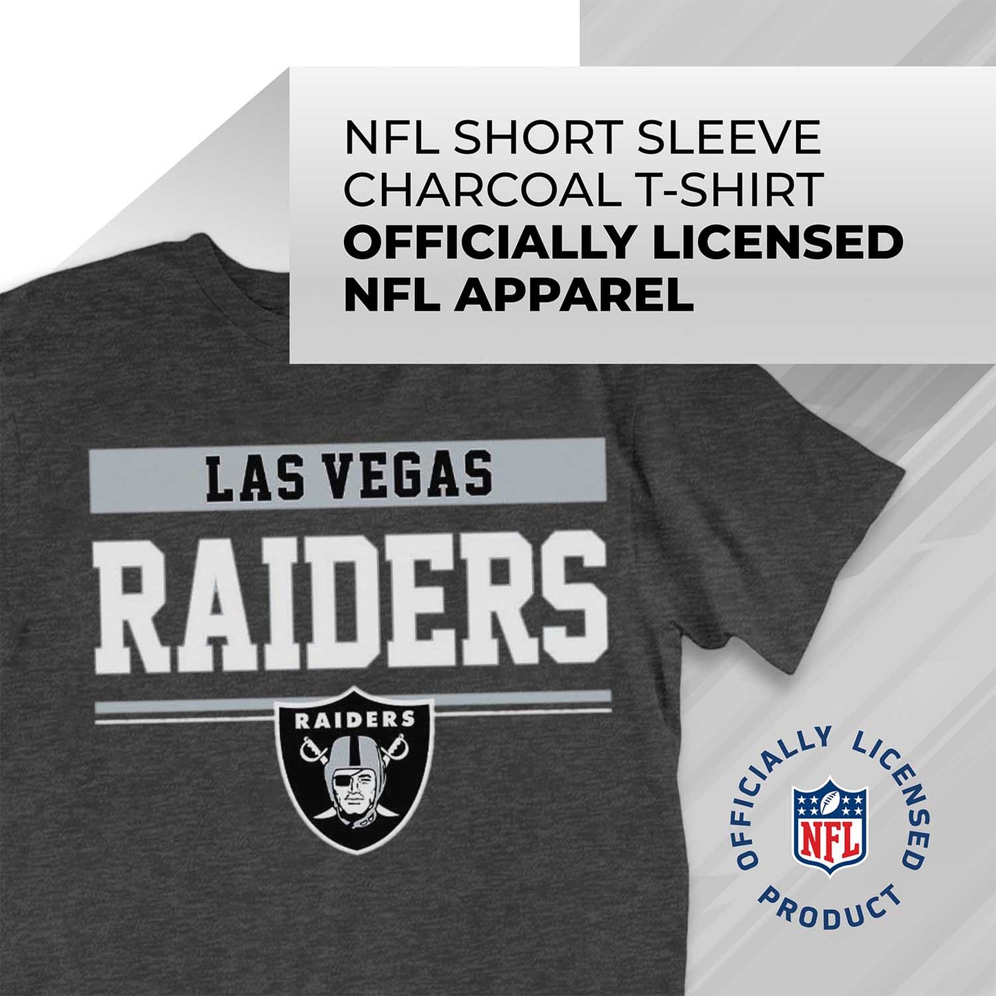 Las Vegas Raiders NFL Adult Team Block Tagless T-Shirt - Charcoal