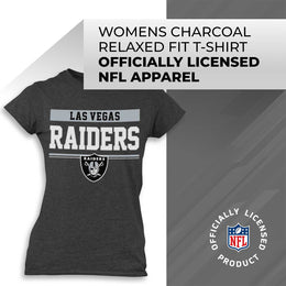 Las Vegas Raiders NFL Women's Team Block Charcoal Tagless T-Shirt - Charcoal