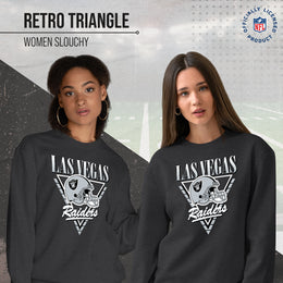 Las Vegas Raiders NFL Womens Retro Triangle Slouchy Crewneck - Heather Charcoal