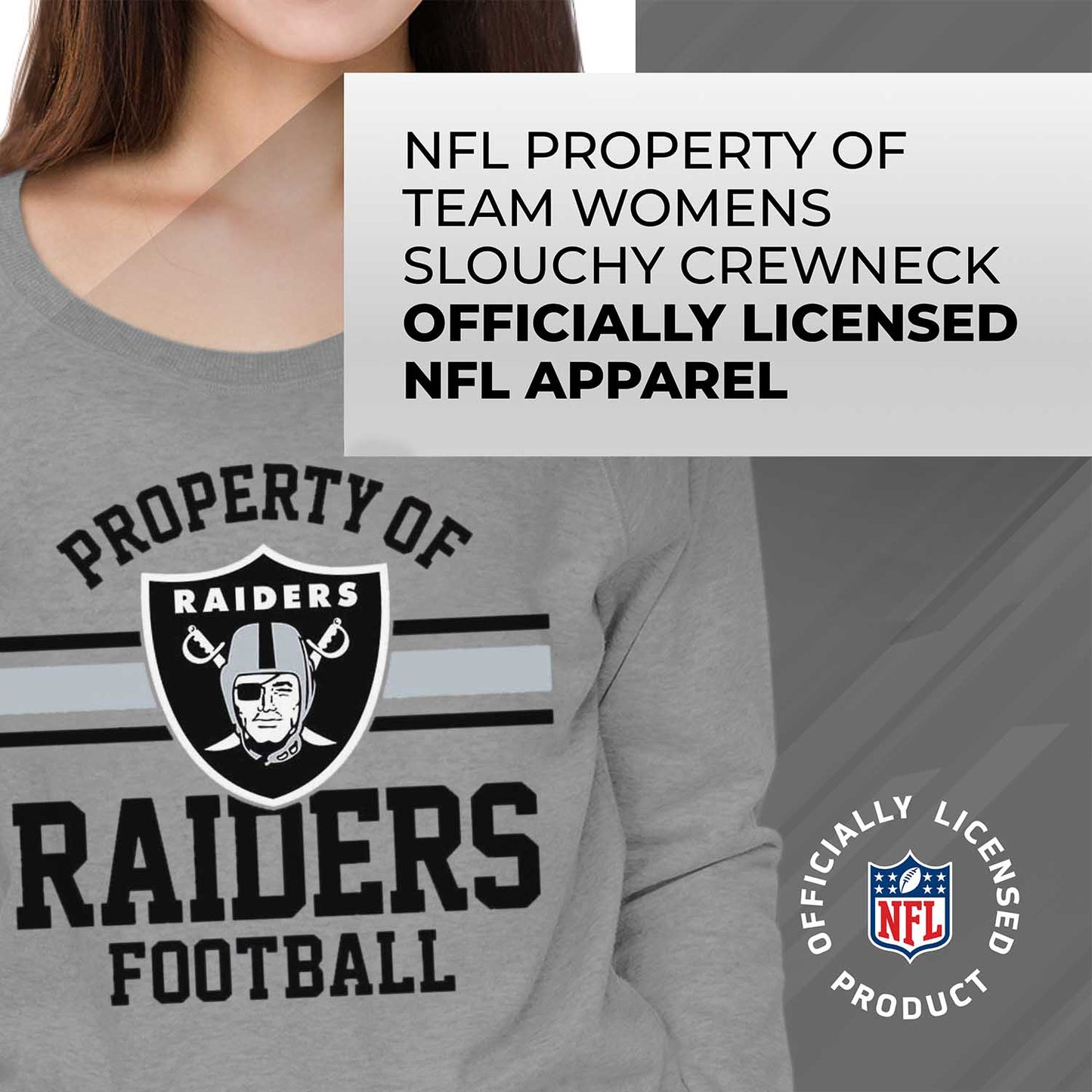 Las Vegas Raiders NFL Womens Property of Lighweight Crew Neck - Sport Gray