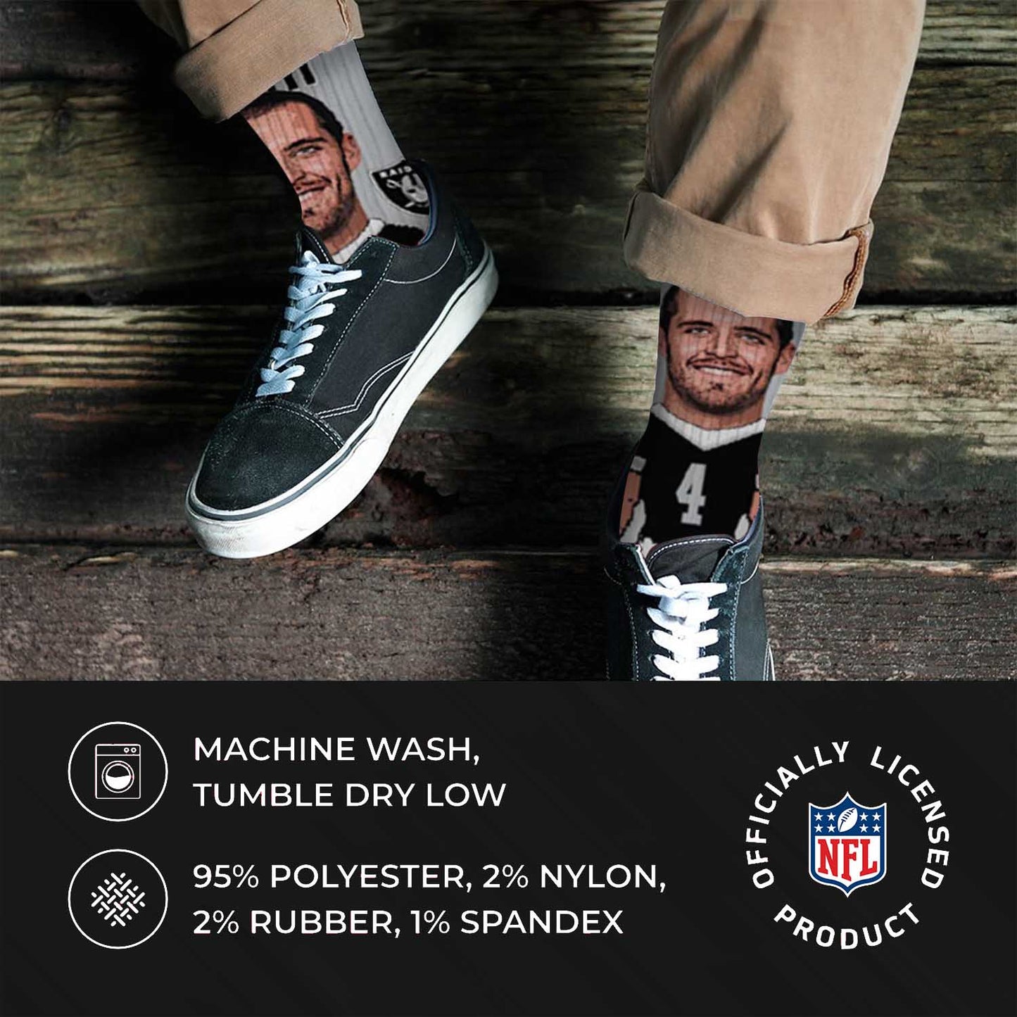 Las Vegas Raiders FBF NFL Adult V Curve MVP Player Crew Socks - Sport Gray #4