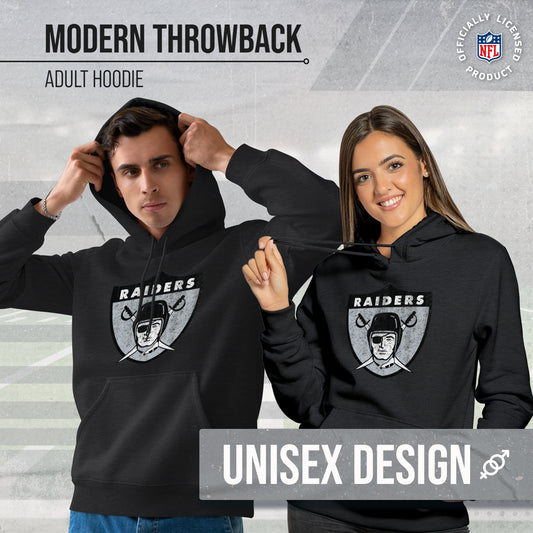 Las Vegas Raiders NFL Adult Unisex Modern Throwback Ultra Soft Fleece Hooded Sweatshirt - Black Heather