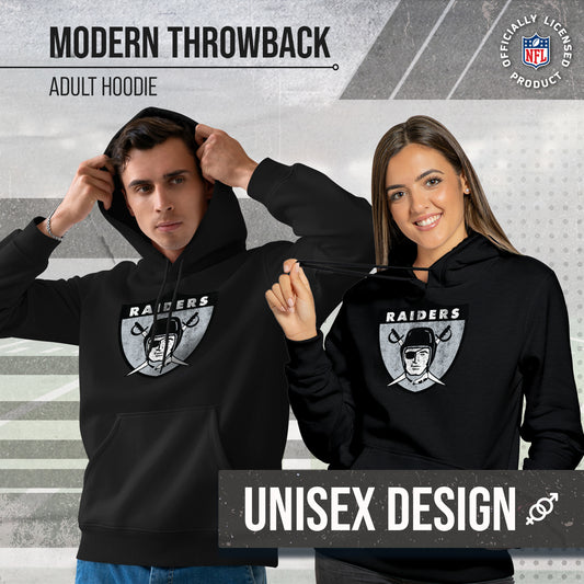 Las Vegas Raiders NFL Adult Unisex Modern Throwback Ultra Soft Fleece Hooded Sweatshirt - Black Heather