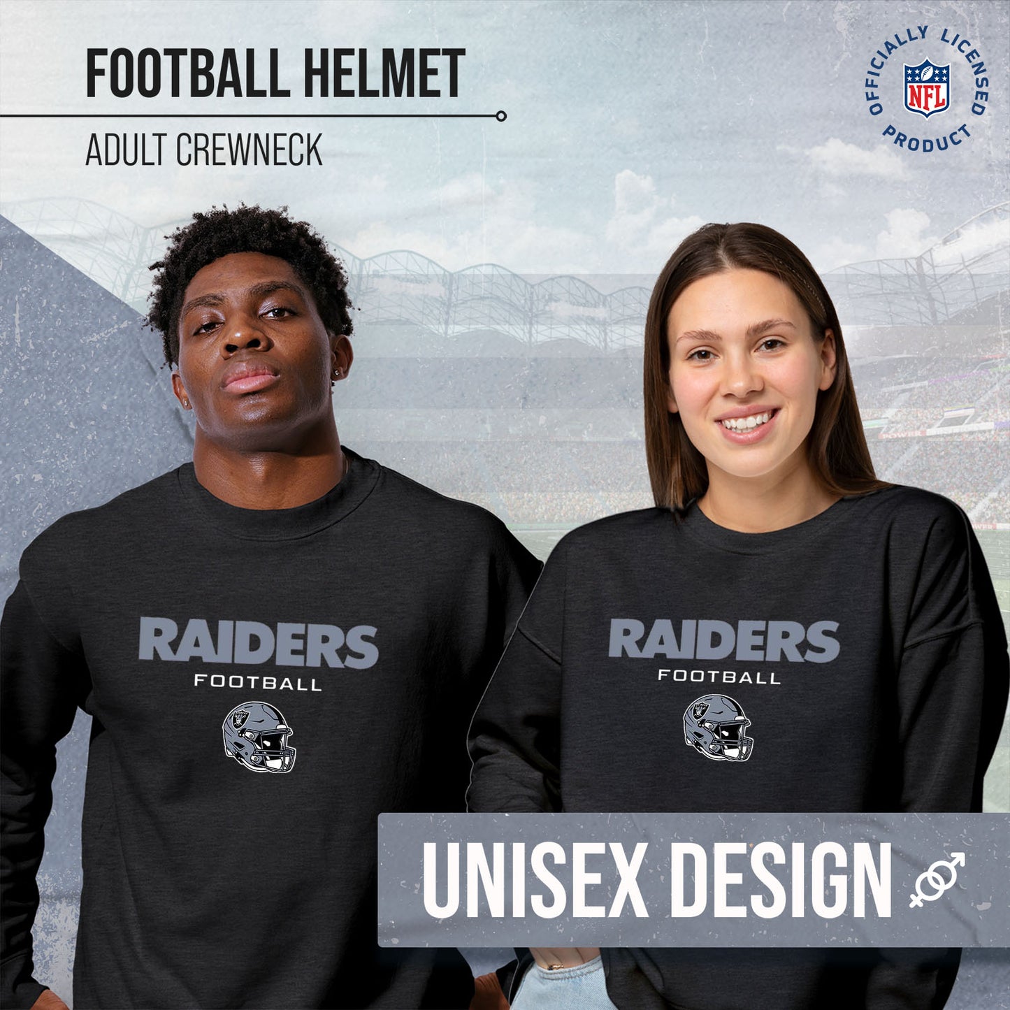 Las Vegas Raiders Adult NFL Football Helmet Heather Crewneck Sweatshirt - Charcoal