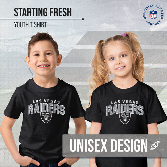 Las Vegas Raiders NFL Youth Starting Fresh Tee- Pro Football Tag-Less T-Shirt For Boys & Girls - Black