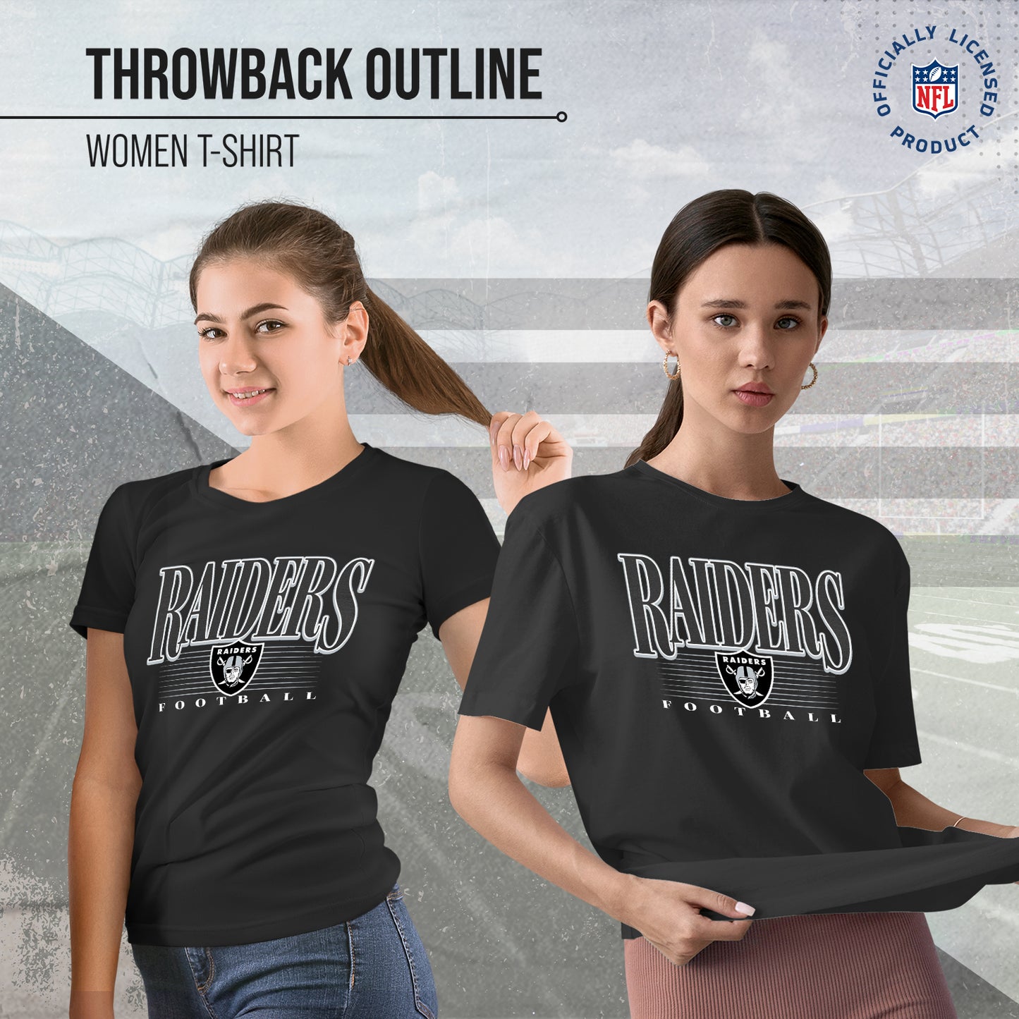 Las Vegas Raiders NFL Womens Overtime Blueprint Tag-Less T-Shirt - Black