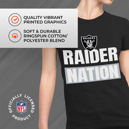 Las Vegas Raiders NFL Womens Team Slogan Short Sleeve Tshirt - Black