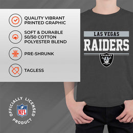 Las Vegas Raiders NFL Youth Short Sleeve Charcoal T Shirt - Charcoal