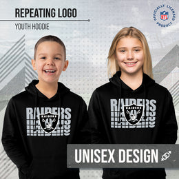 Las Vegas Raiders NFL Youth Repeating Logo Football Fleece Hooded Sweatshirt - Black