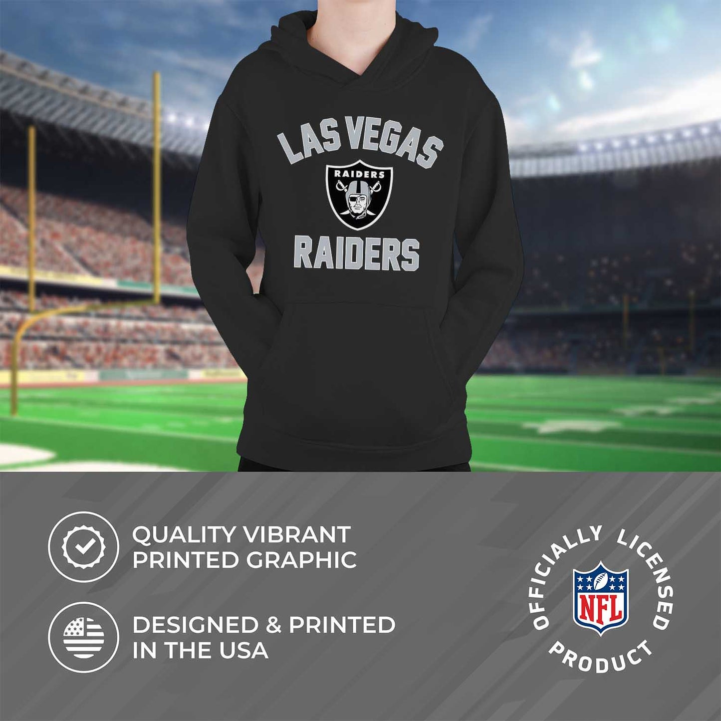 Las Vegas Raiders NFL Youth Gameday Hooded Sweatshirt - Black