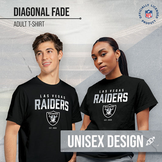 Las Vegas Raiders Adult NFL Diagonal Fade Color Block T-Shirt - Black