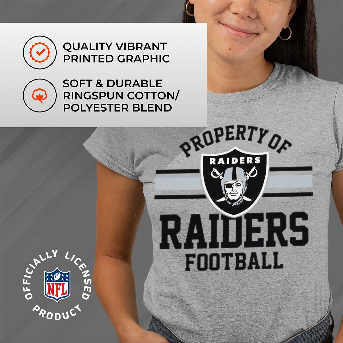 Las Vegas Raiders NFL Women's Property Of Lightweight Plus Size T-Shirt - Sport Gray