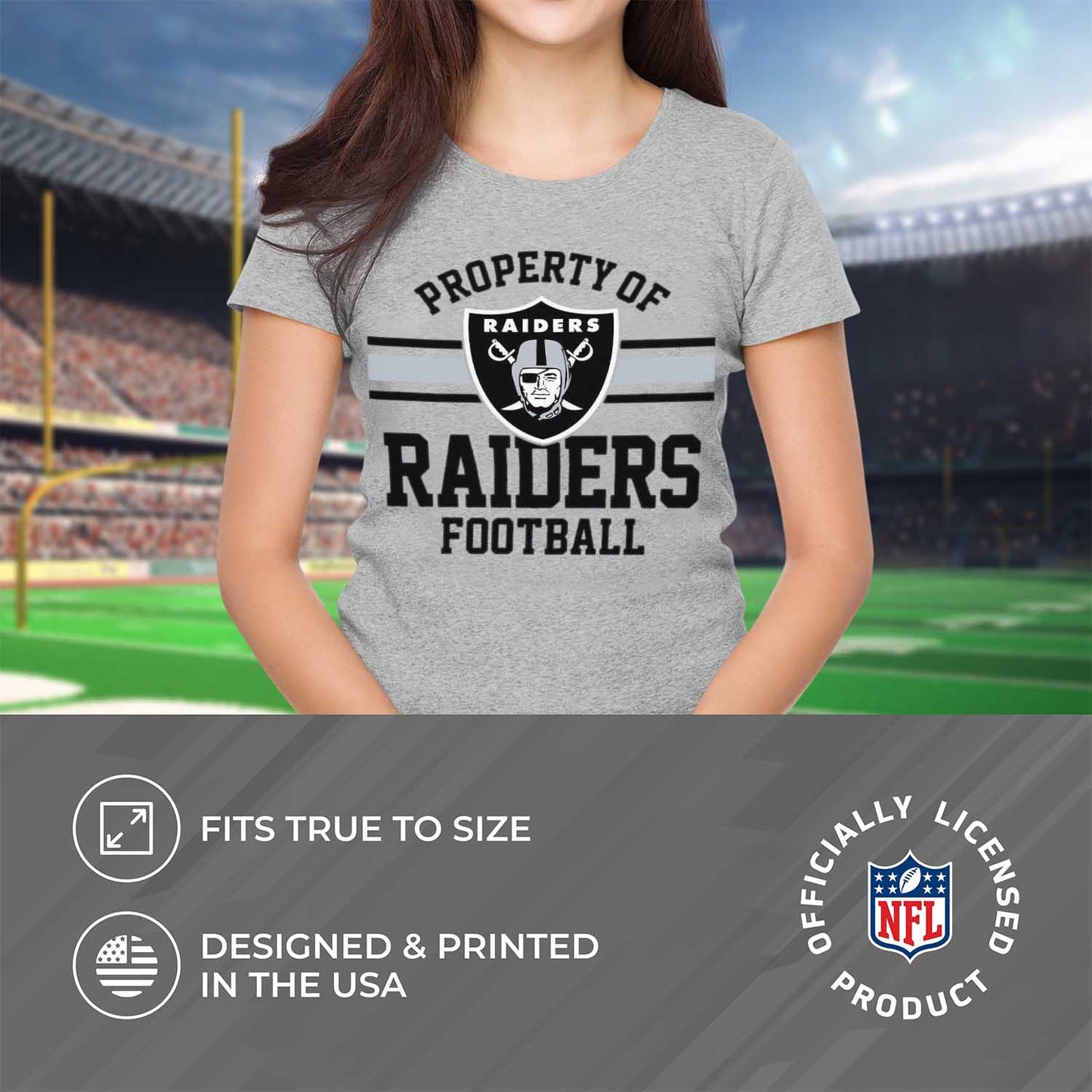 Las Vegas Raiders NFL Womens Short Sleeve Property of Tshirt - Gray