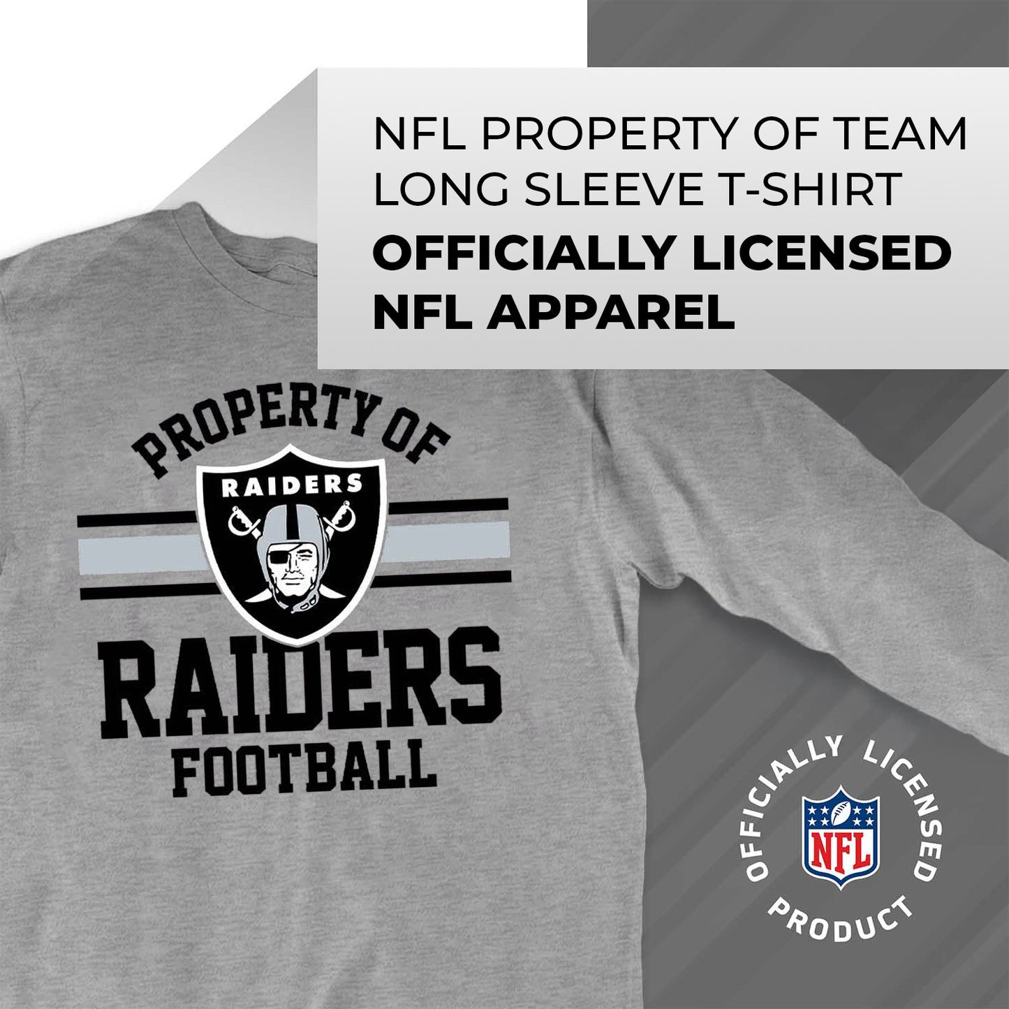 Las Vegas Raiders NFL Adult Property Of Long SleeveT Shirt - Sport Gray