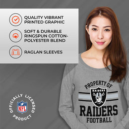 Las Vegas Raiders NFL Womens Property of Lighweight Crew Neck - Sport Gray