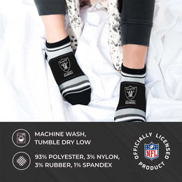 Las Vegas Raiders NFL Adult Marquis Addition No Show Socks - Black