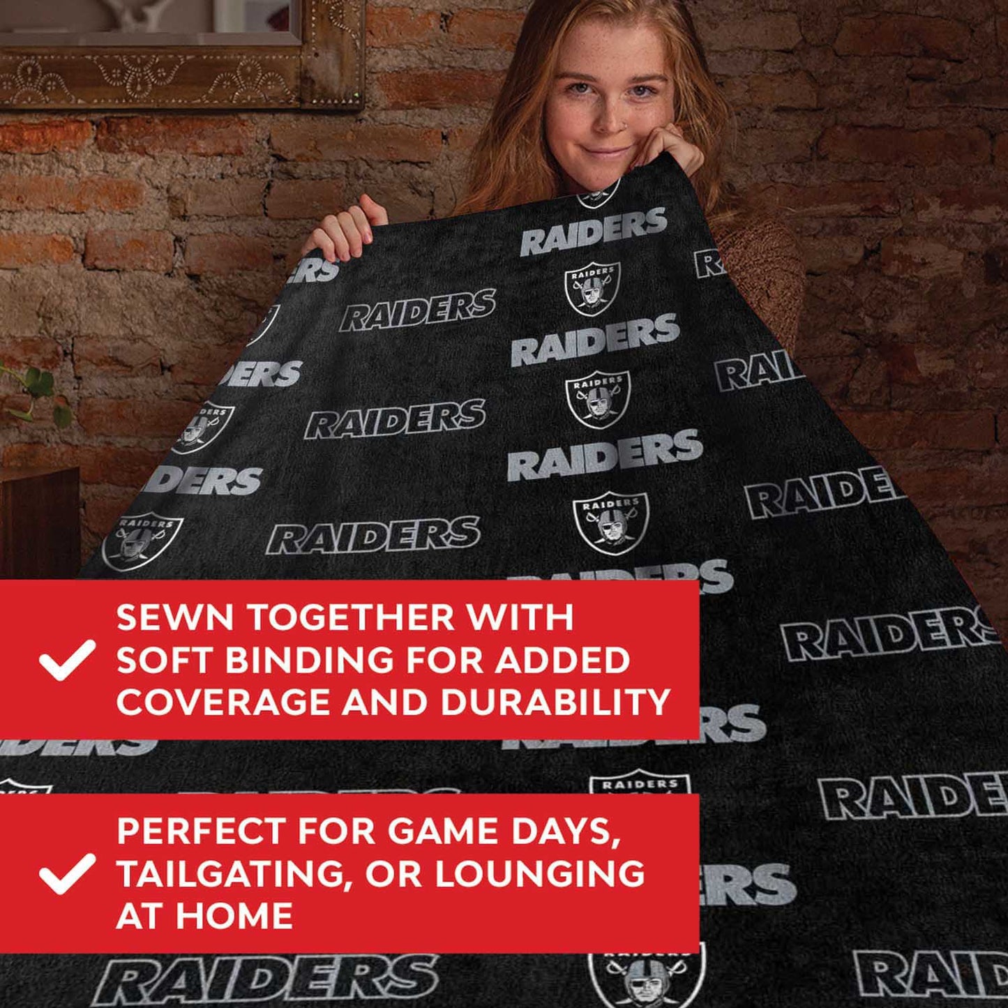 Las Vegas Raiders NFL Double Sided Blanket - Black