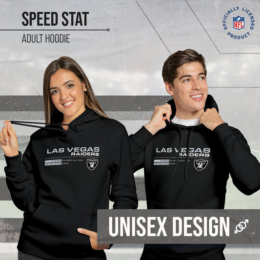 Las Vegas Raiders Adult NFL Speed Stat Sheet Fleece Hooded Sweatshirt - Black