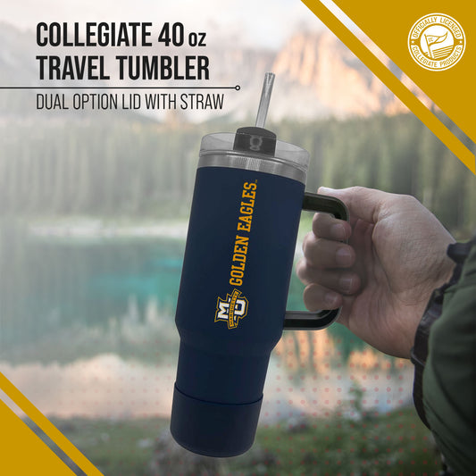 Marquette Golden Eagles College & University 40 oz Travel Tumbler With Handle - Navy