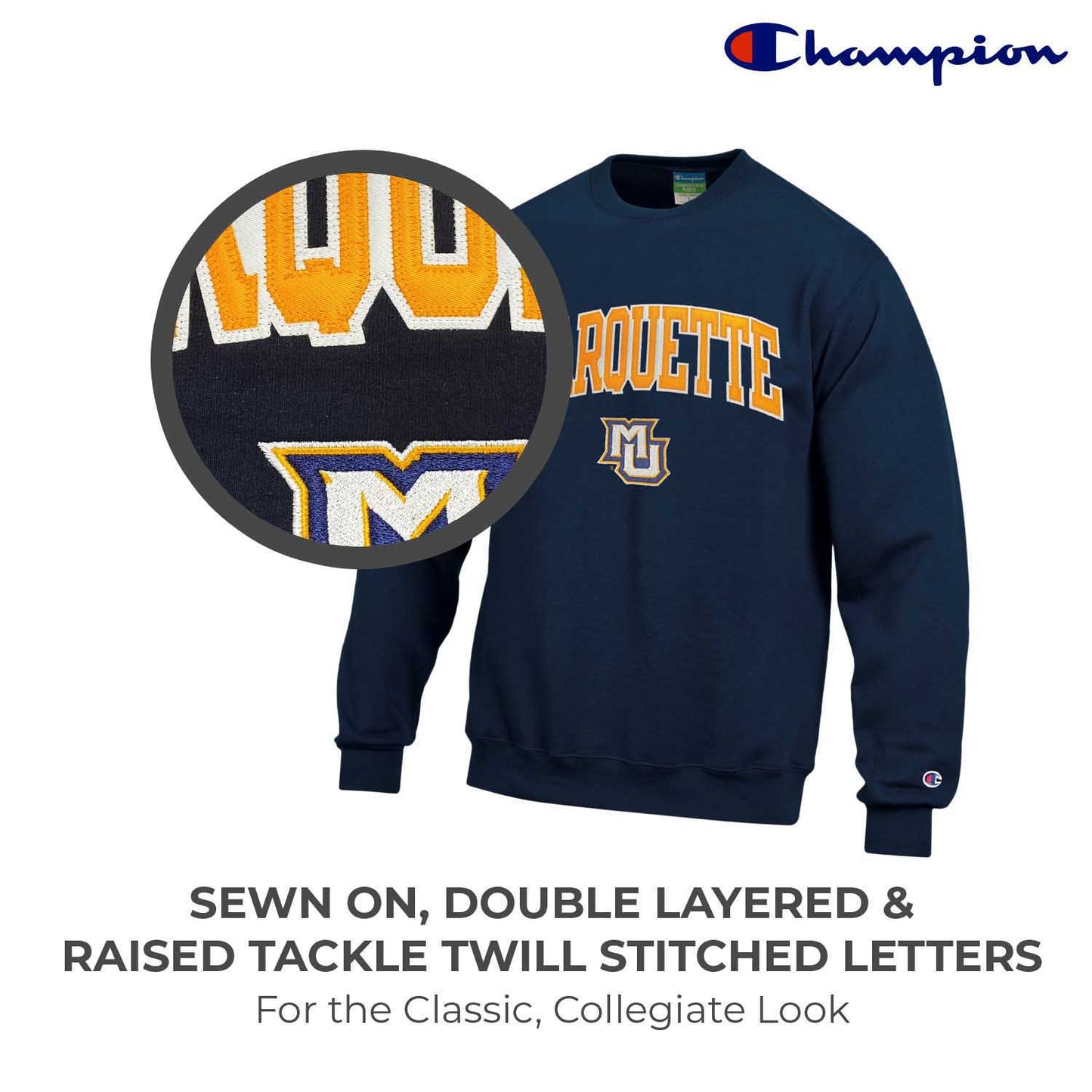 Marquette Golden Eagles Adult Tackle Twill Crewneck - Navy