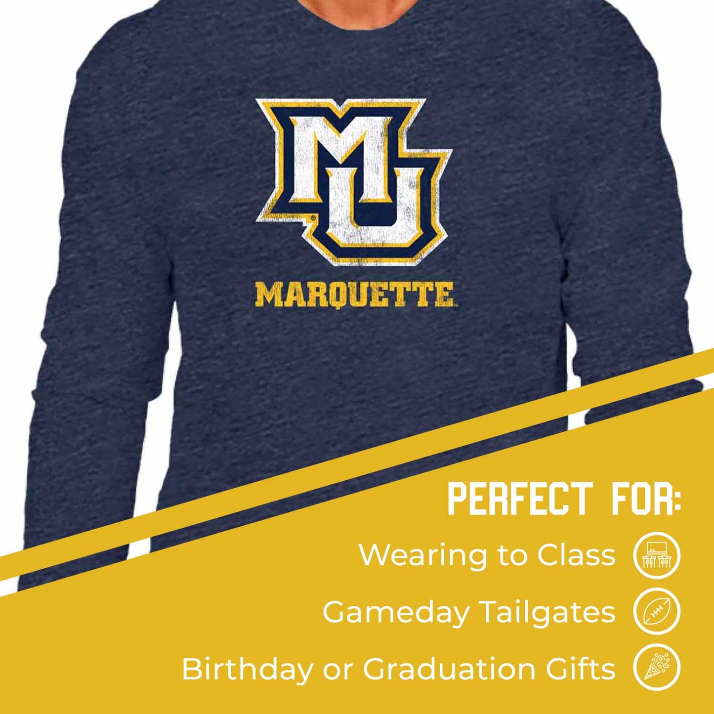 Marquette Golden Eagles NCAA MVP Adult Long-Sleeve Shirt - Navy
