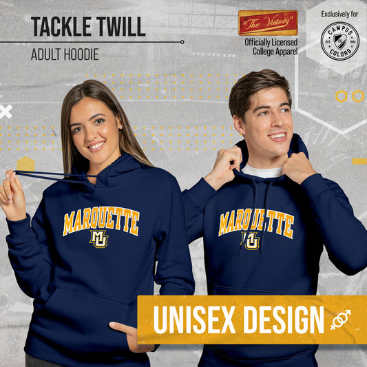 Marquette Golden Eagles NCAA Adult Tackle Twill Hooded Sweatshirt - Navy