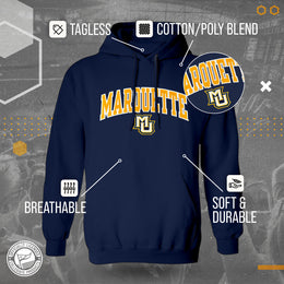 Marquette Golden Eagles NCAA Adult Tackle Twill Hooded Sweatshirt - Navy