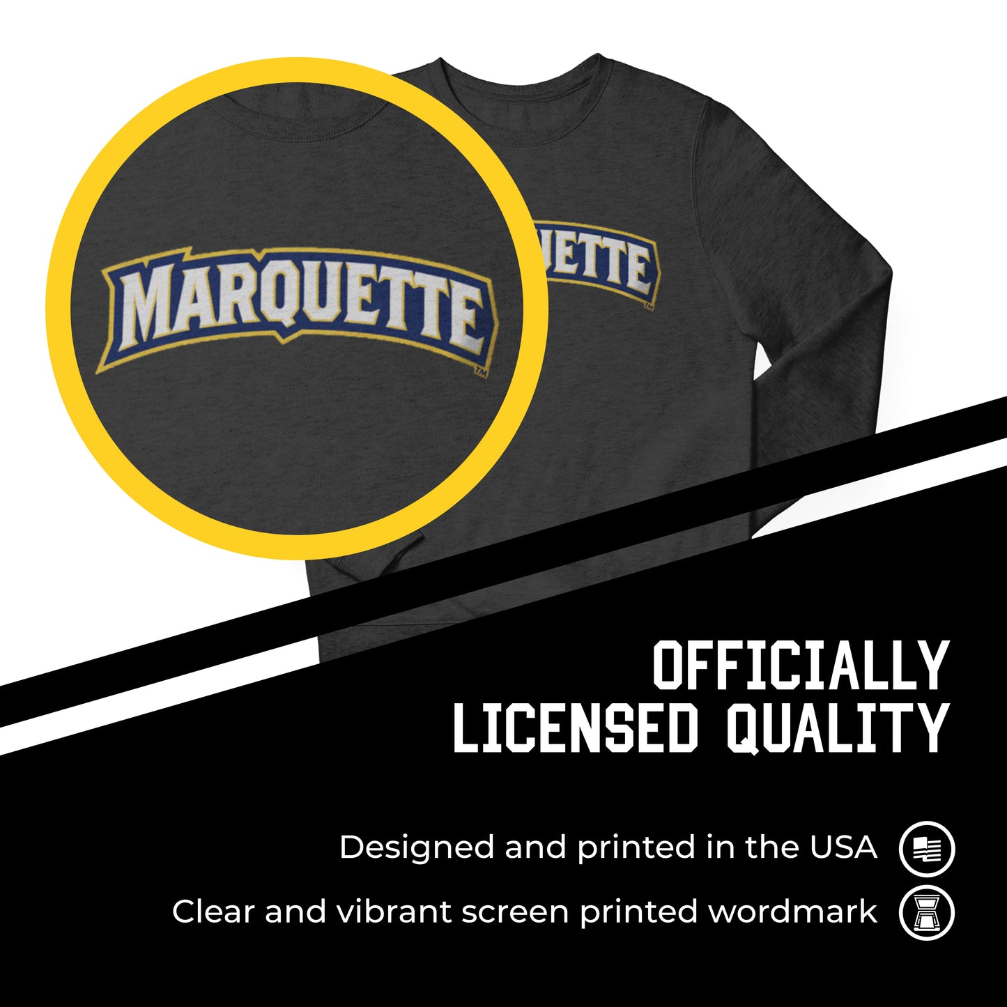 Marquette Golden Eagles NCAA Adult Charcoal Crewneck Fleece Sweatshirt - Charcoal