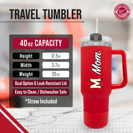 Maryland Terrapins Collegiate 40oz Stainless Steel Travel Tumbler with Handle for Mom - Red