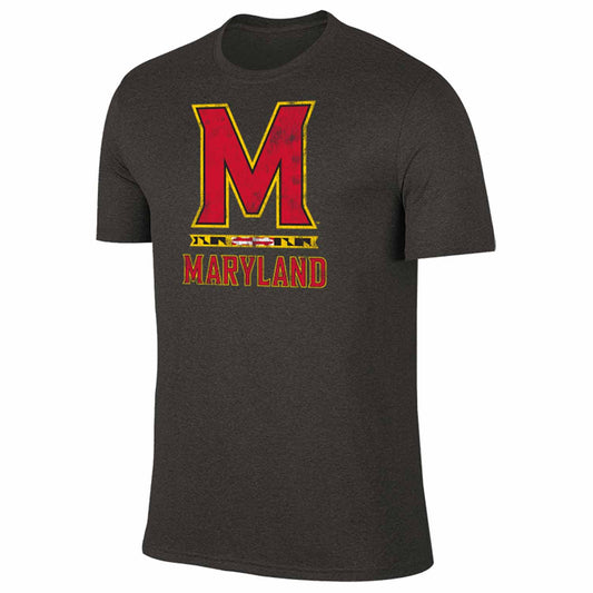 Maryland Terrapins Adult MVP Heathered Cotton Blend T-Shirt - Black