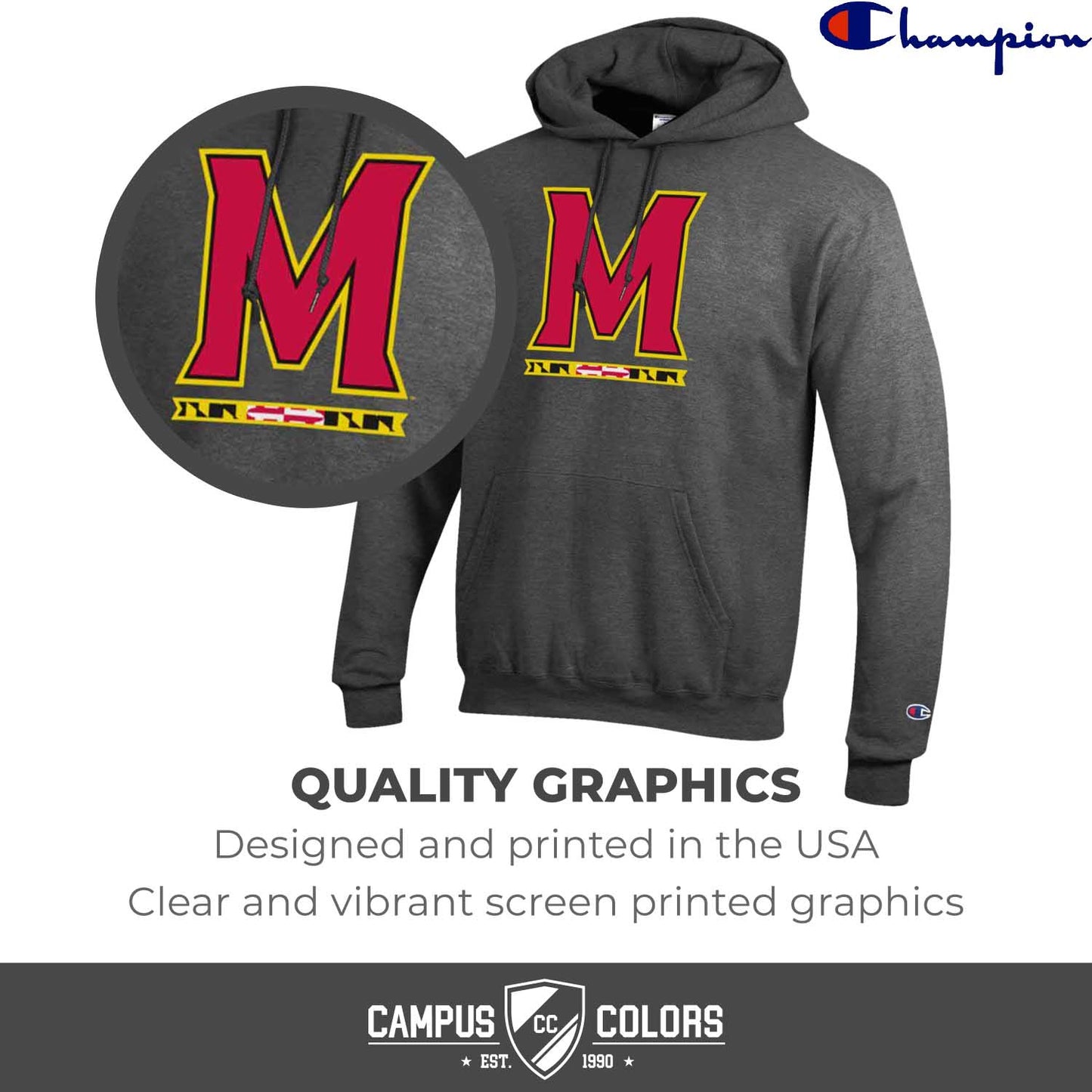 Maryland Terrapins Adult Mascot Fleece Hooded Sweatshirt - Charcoal