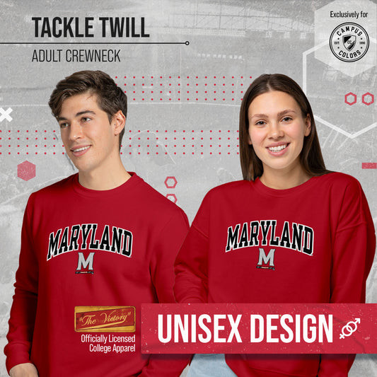 Maryland Terrapins NCAA Adult Tackle Twill Crewneck Sweatshirt - Red