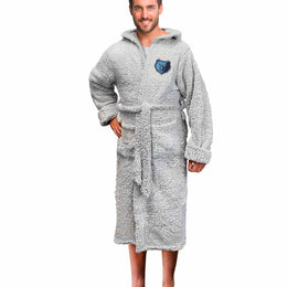 Memphis Grizzlies NBA Adult Plush Hooded Robe with Pockets - Gray