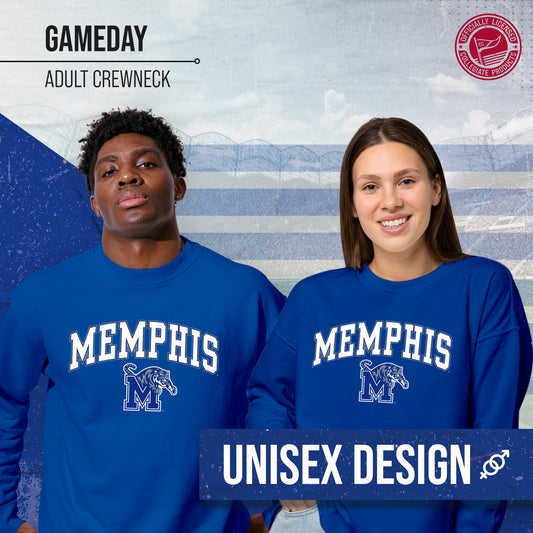 Memphis Tigers Adult Arch & Logo Soft Style Gameday Crewneck Sweatshirt - Royal