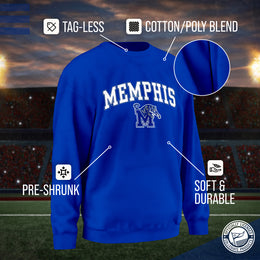 Memphis Tigers Adult Arch & Logo Soft Style Gameday Crewneck Sweatshirt - Royal