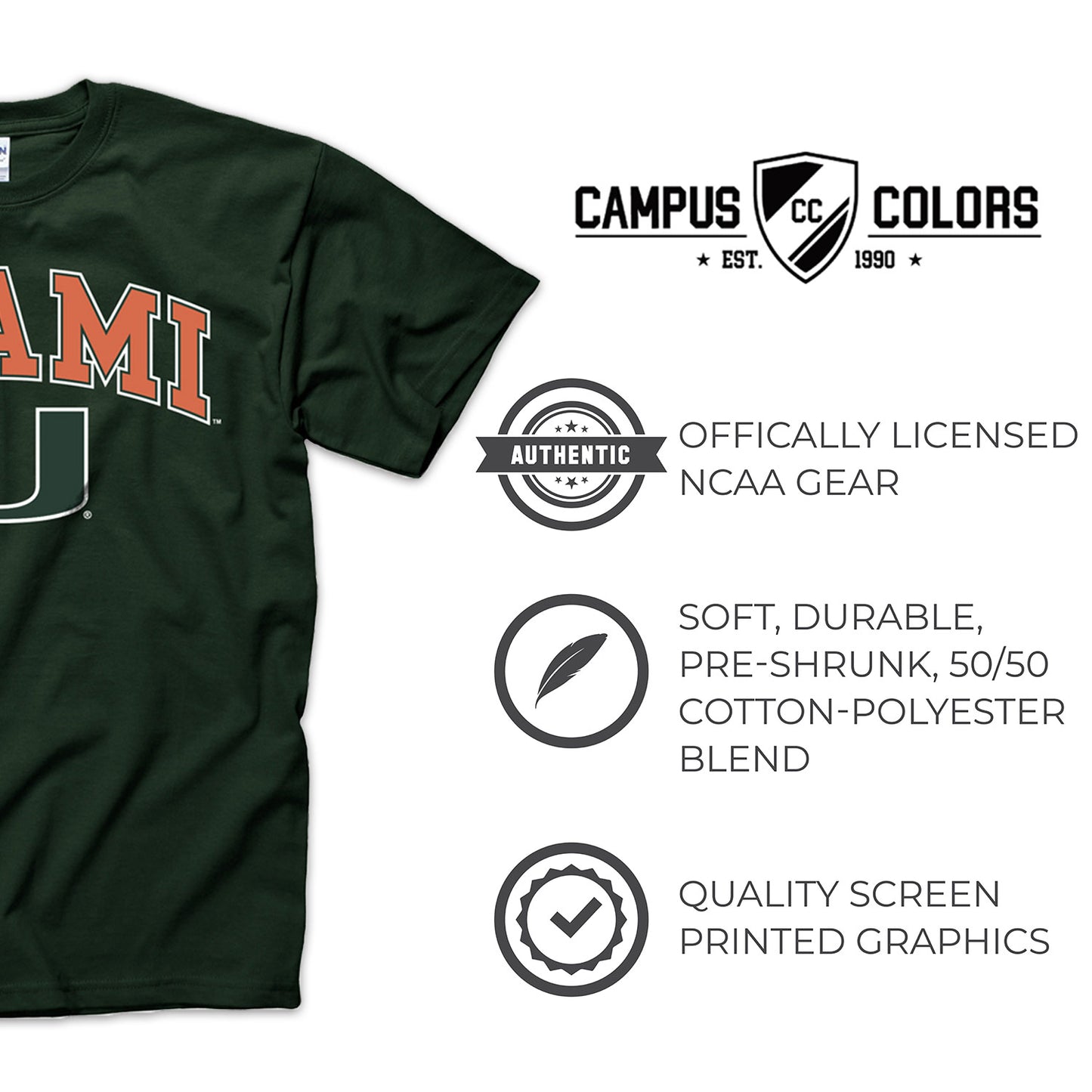 Miami Hurricanes NCAA Adult Gameday Cotton T-Shirt - Green