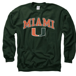 Miami Hurricanes Adult Arch & Logo Soft Style Gameday Crewneck Sweatshirt - Green