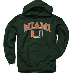 Miami Hurricanes Adult Arch & Logo Soft Style Gameday Hooded Sweatshirt - Green