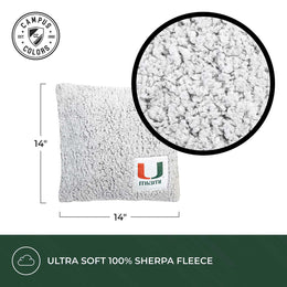 Miami Hurricanes Two Tone Sherpa Throw Pillow - Team Color