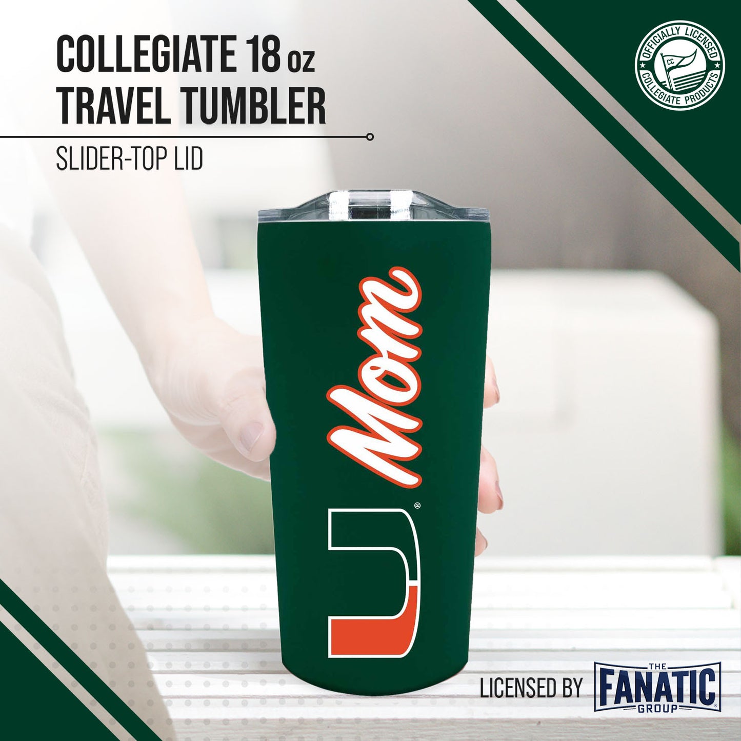 Miami Hurricanes NCAA Stainless Steel Travel Tumbler for Mom - Green