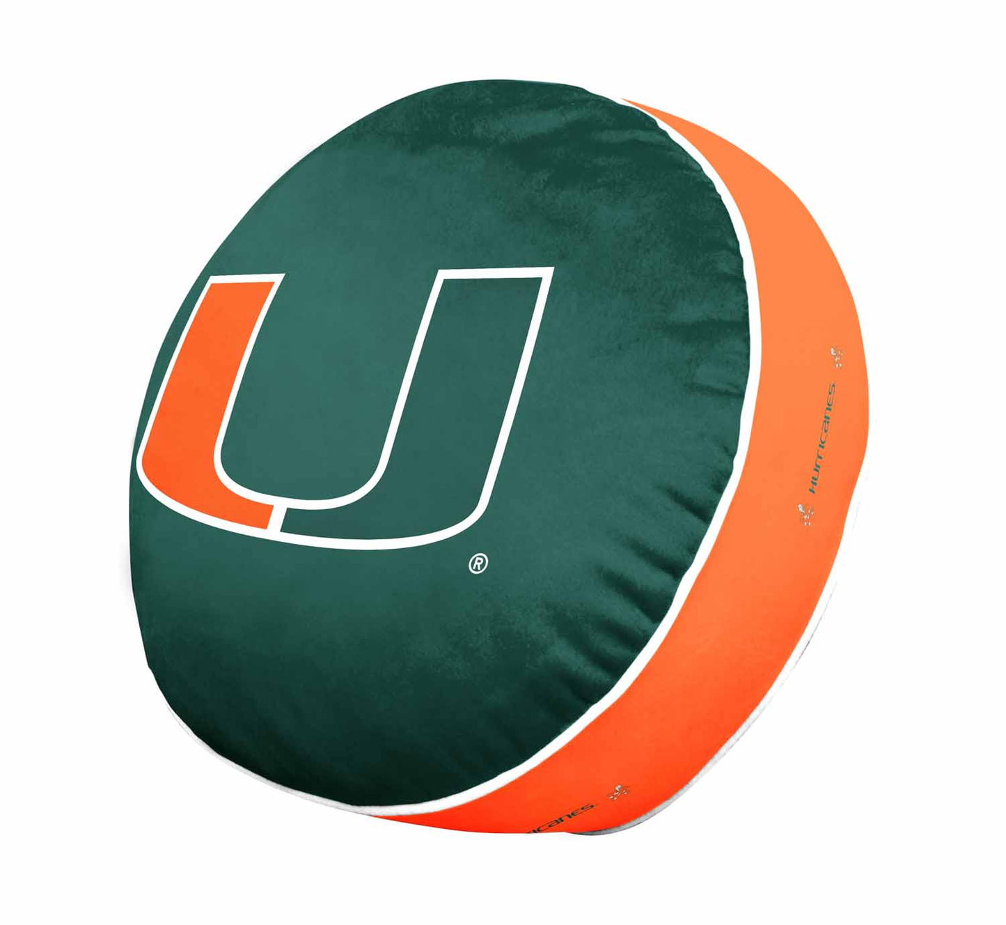 Miami Hurricanes Team Logo 15 Inch Ultra Soft Stretch Plush Pillow - Green